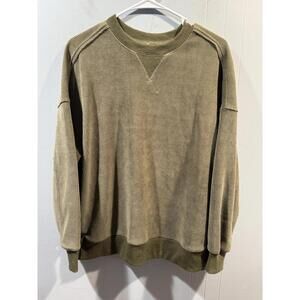 Womens Pretty Garden Dark Green Corduroy Sweatshirt Size Small